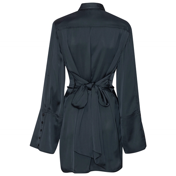 Rotate Satin Tie Shirt Dress, Sky Captain